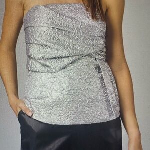 Cache Metallic Silver Mini Skirt